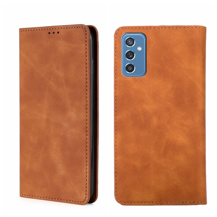 For Samsung Galaxy M52 5G Skin Feel Magnetic Horizontal Flip Leather Phone Case