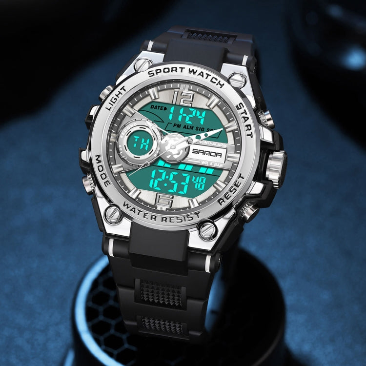 SANDA 6092 Luminous Dual Time Display Waterproof Sports Watch