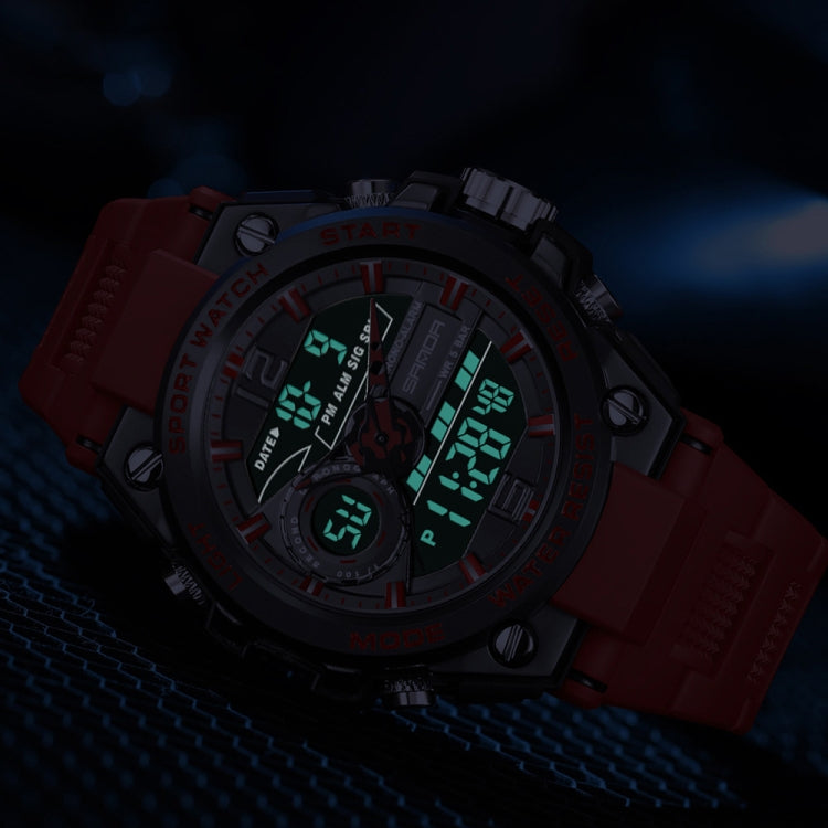 SANDA 6092 Luminous Dual Time Display Waterproof Sports Watch