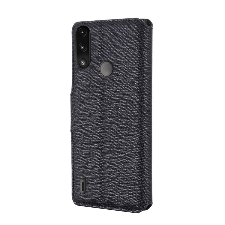 For Motorola Moto E7 Power MUXMA MX115 Cross Texture Oil Edge Flip Leather Phone Case