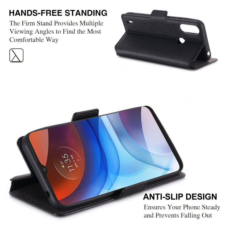 For Motorola Moto E7 Power MUXMA MX115 Cross Texture Oil Edge Flip Leather Phone Case