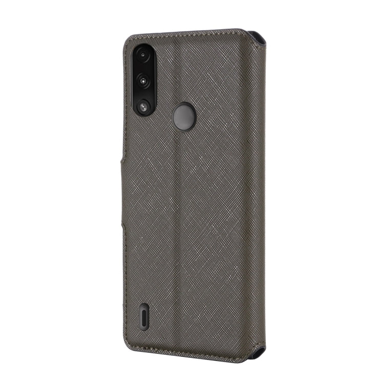 For Motorola Moto E7 Power MUXMA MX115 Cross Texture Oil Edge Flip Leather Phone Case