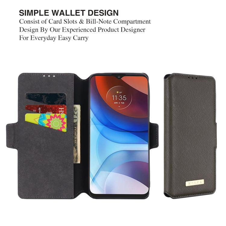 For Motorola Moto E7 Power MUXMA MX115 Cross Texture Oil Edge Flip Leather Phone Case