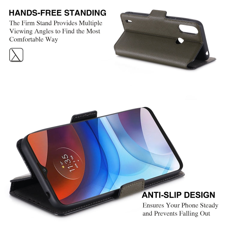 For Motorola Moto E7 Power MUXMA MX115 Cross Texture Oil Edge Flip Leather Phone Case