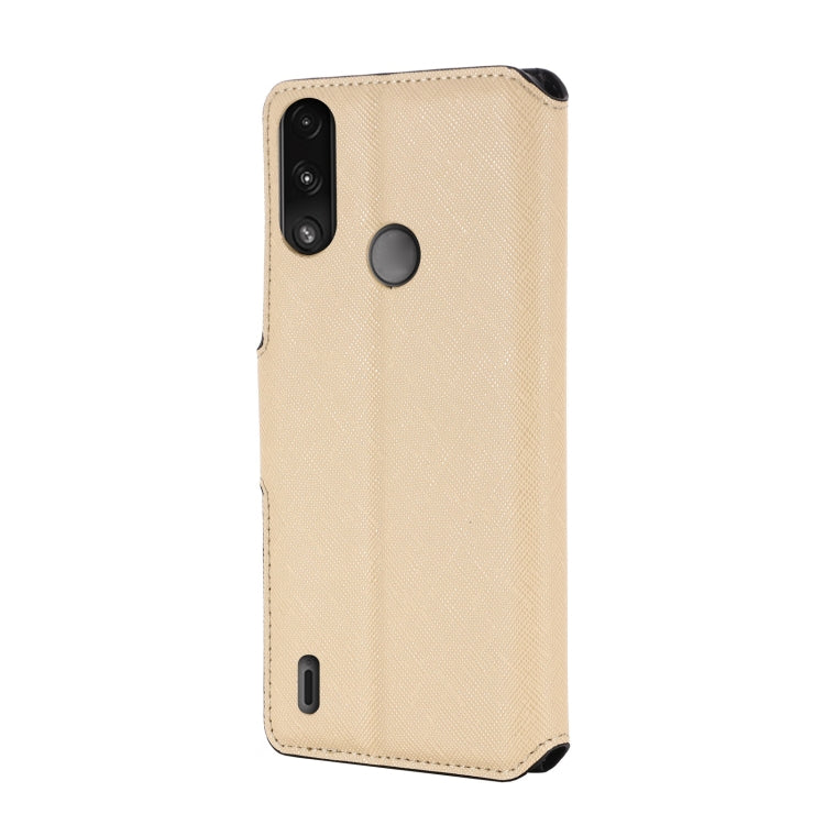 For Motorola Moto E7 Power MUXMA MX115 Cross Texture Oil Edge Flip Leather Phone Case