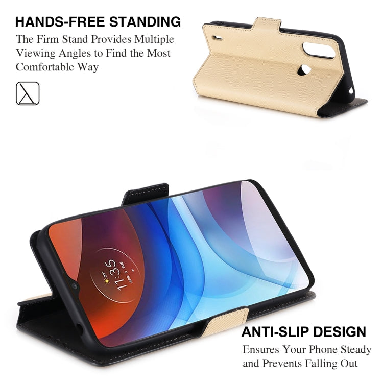 For Motorola Moto E7 Power MUXMA MX115 Cross Texture Oil Edge Flip Leather Phone Case