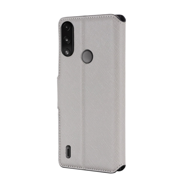 For Motorola Moto E7 Power MUXMA MX115 Cross Texture Oil Edge Flip Leather Phone Case