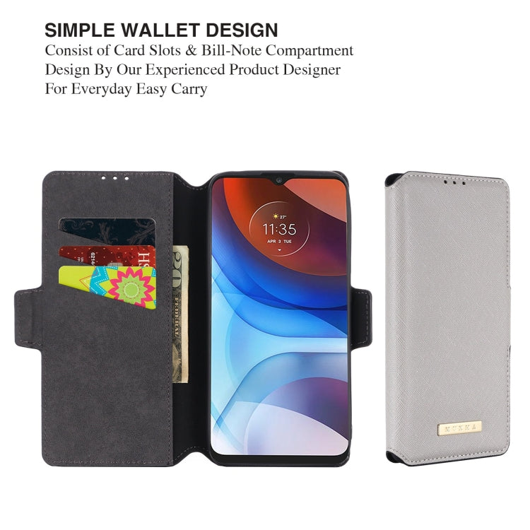 For Motorola Moto E7 Power MUXMA MX115 Cross Texture Oil Edge Flip Leather Phone Case