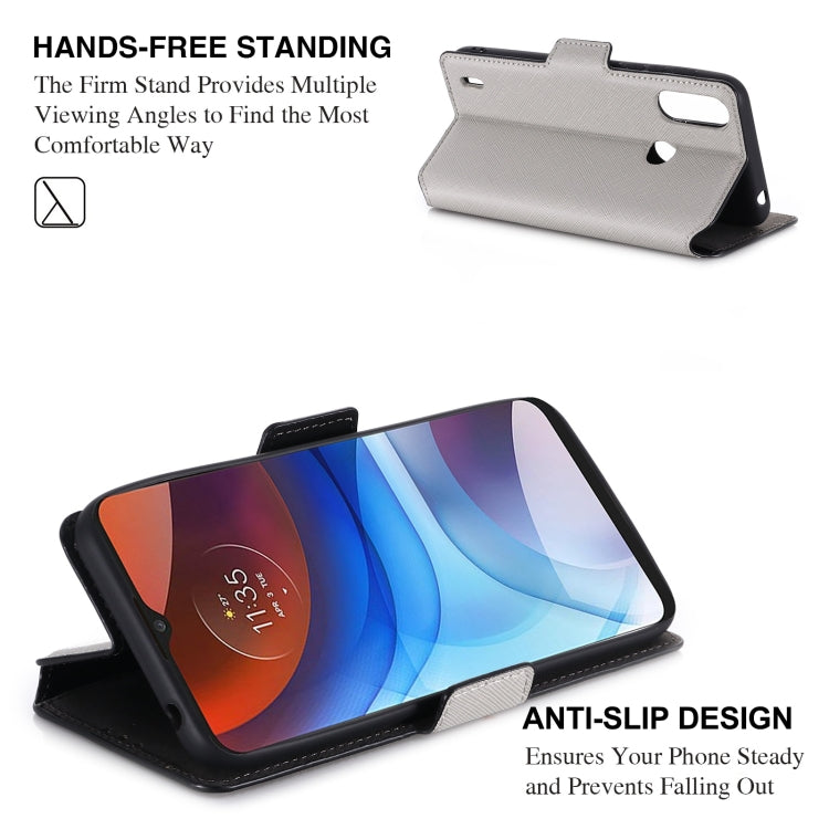 For Motorola Moto E7 Power MUXMA MX115 Cross Texture Oil Edge Flip Leather Phone Case