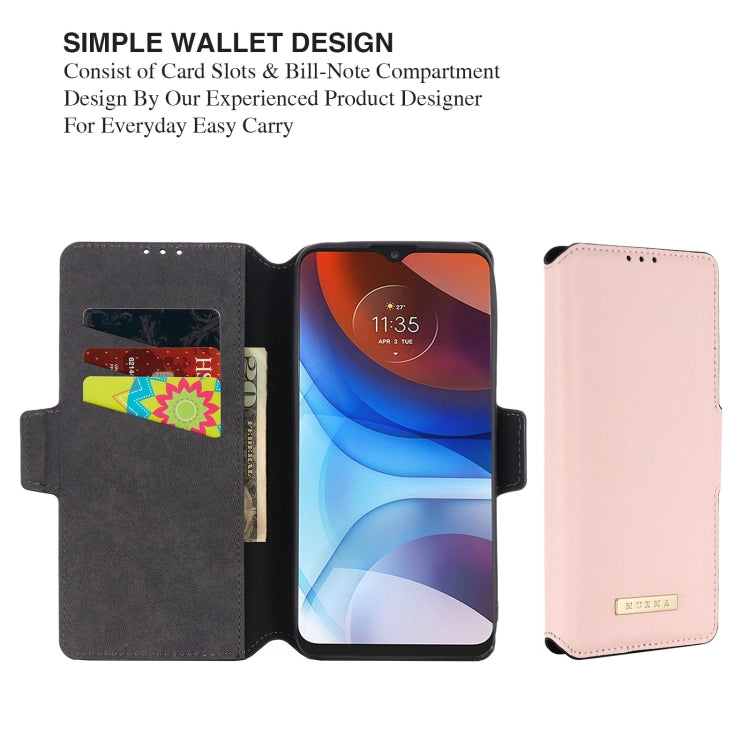 For Motorola Moto E7 Power MUXMA MX115 Cross Texture Oil Edge Flip Leather Phone Case