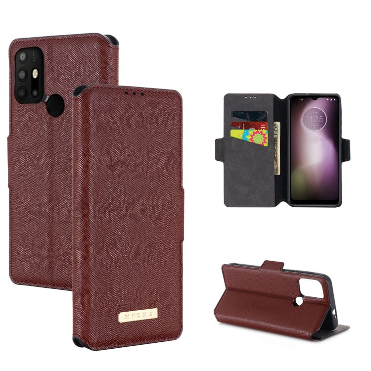 For Motorola Moto G30 / G10 MUXMA MX115 Cross Texture Oil Edge Flip Leather Phone Case