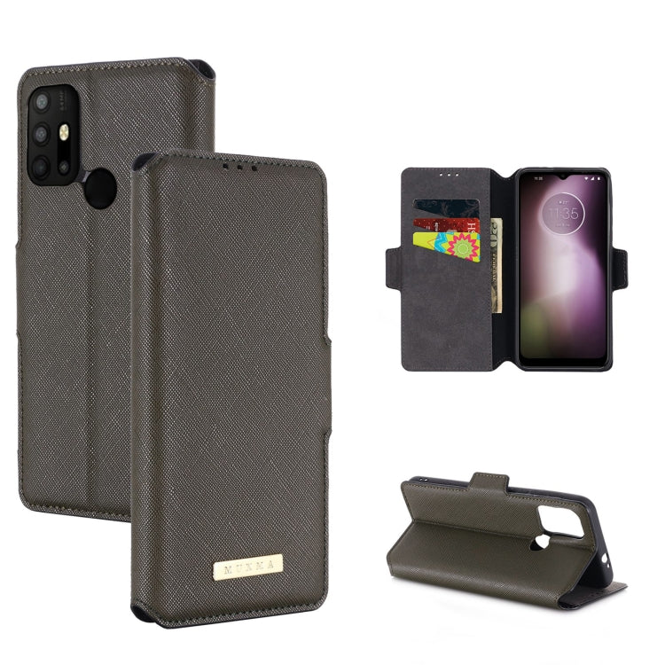 For Motorola Moto G30 / G10 MUXMA MX115 Cross Texture Oil Edge Flip Leather Phone Case
