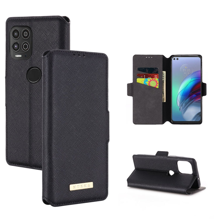 For Motorola Moto G100 MUXMA MX115 Cross Texture Oil Edge Flip Leather Phone Case
