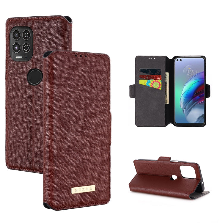 For Motorola Moto G100 MUXMA MX115 Cross Texture Oil Edge Flip Leather Phone Case