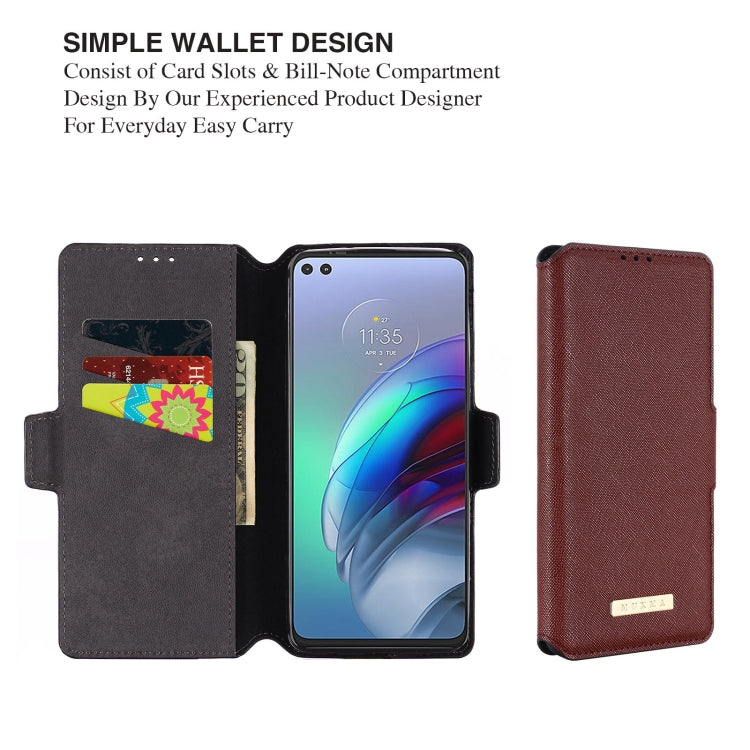 For Motorola Moto G100 MUXMA MX115 Cross Texture Oil Edge Flip Leather Phone Case