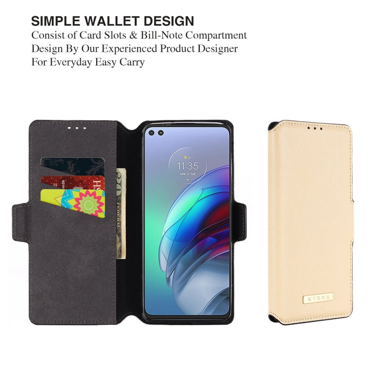 For Motorola Moto G100 MUXMA MX115 Cross Texture Oil Edge Flip Leather Phone Case