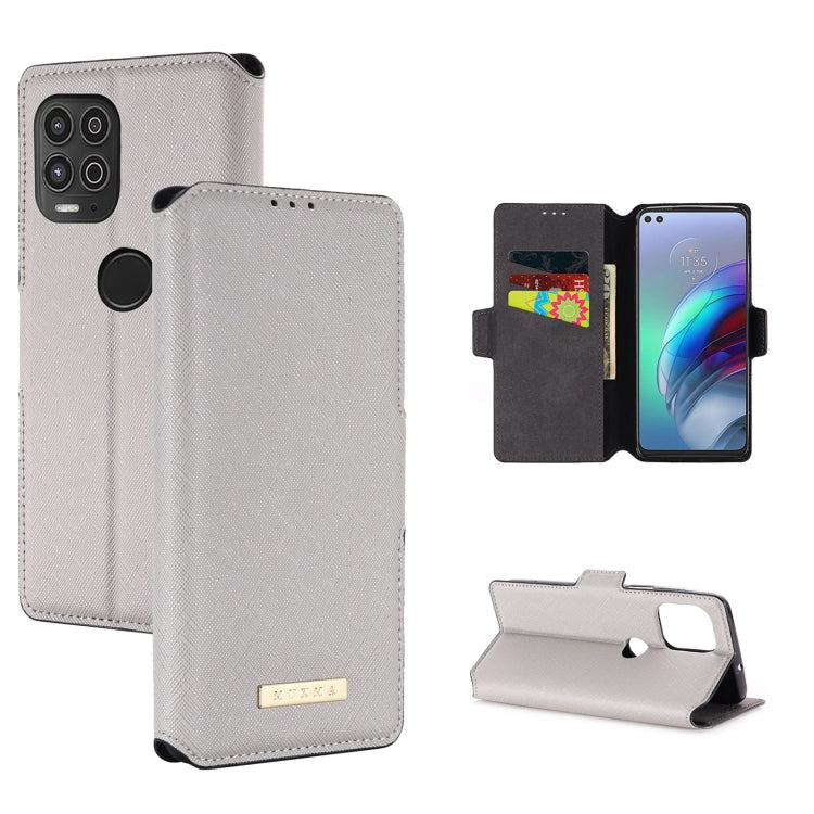 For Motorola Moto G100 MUXMA MX115 Cross Texture Oil Edge Flip Leather Phone Case