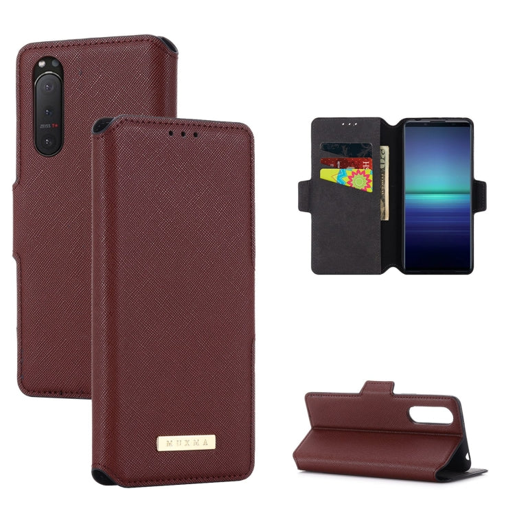 For Sony Xperia 5 II MUXMA MX115 Cross Texture Oil Edge Flip Leather Phone Case