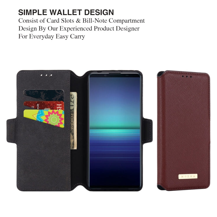 For Sony Xperia 5 II MUXMA MX115 Cross Texture Oil Edge Flip Leather Phone Case