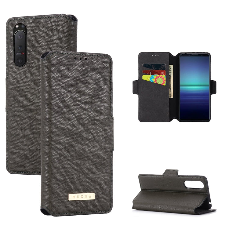 For Sony Xperia 5 II MUXMA MX115 Cross Texture Oil Edge Flip Leather Phone Case