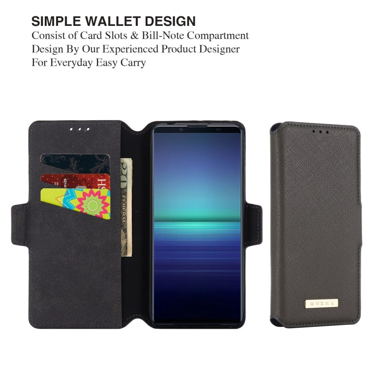 For Sony Xperia 5 II MUXMA MX115 Cross Texture Oil Edge Flip Leather Phone Case