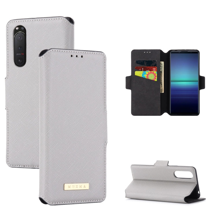 For Sony Xperia 5 II MUXMA MX115 Cross Texture Oil Edge Flip Leather Phone Case