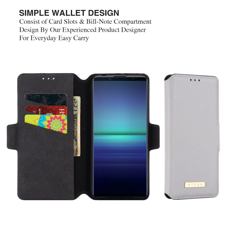 For Sony Xperia 5 II MUXMA MX115 Cross Texture Oil Edge Flip Leather Phone Case