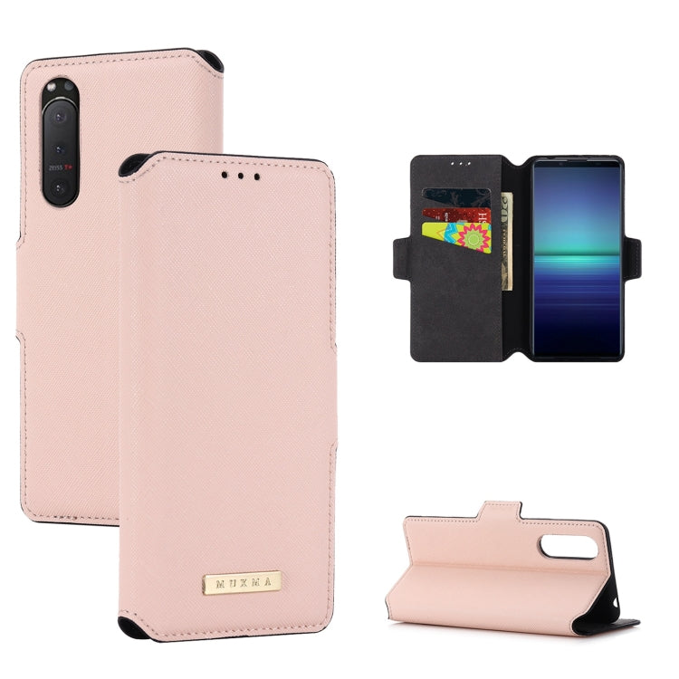 For Sony Xperia 5 II MUXMA MX115 Cross Texture Oil Edge Flip Leather Phone Case