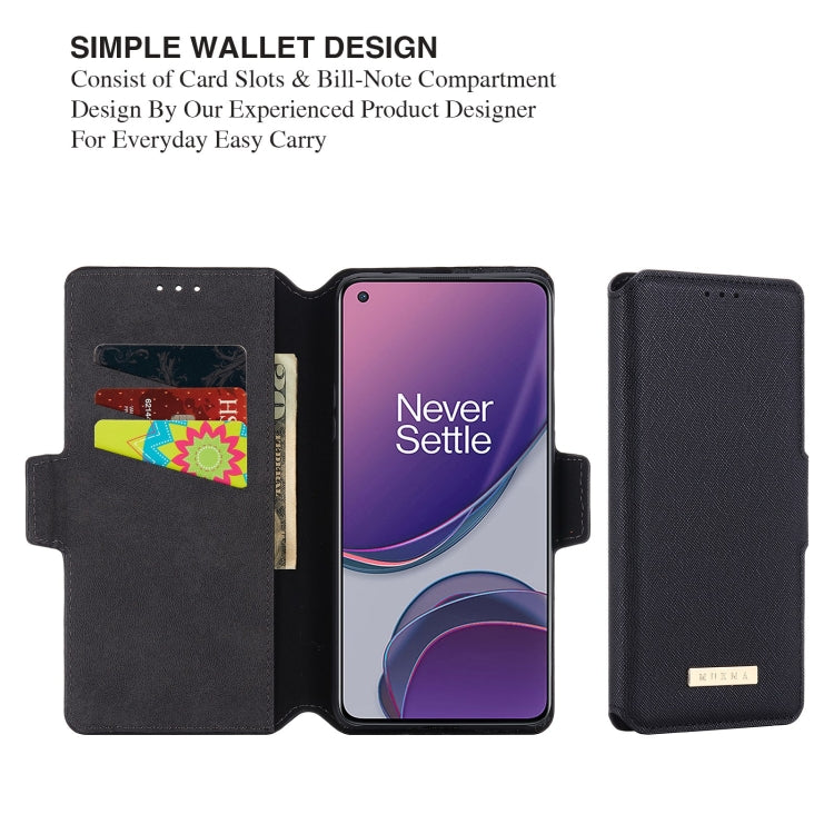 For OnePlus 8T MUXMA MX115 Cross Texture Oil Edge Flip Leather Phone Case