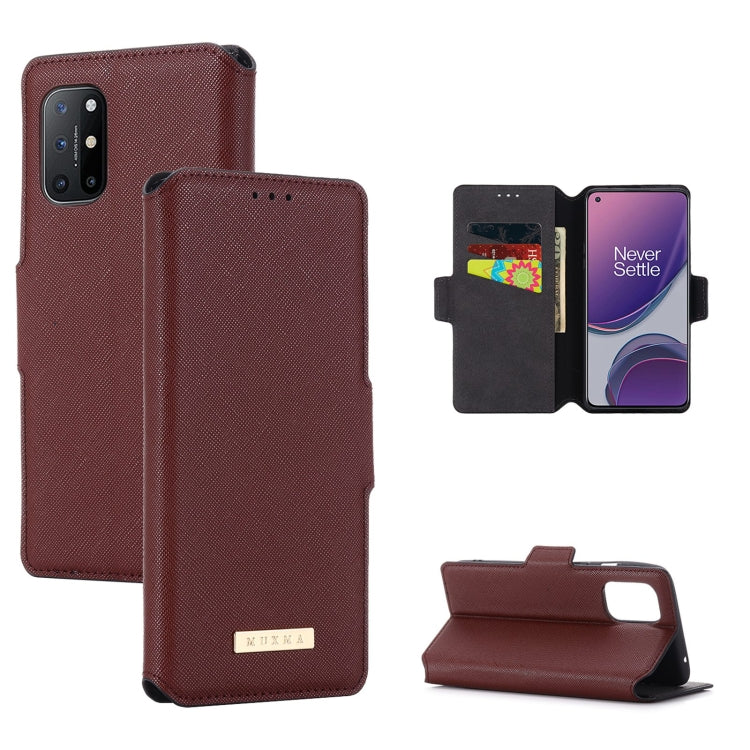 For OnePlus 8T MUXMA MX115 Cross Texture Oil Edge Flip Leather Phone Case