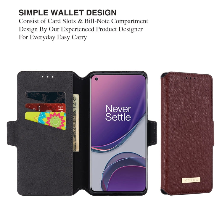 For OnePlus 8T MUXMA MX115 Cross Texture Oil Edge Flip Leather Phone Case