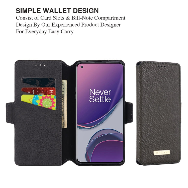 For OnePlus 8T MUXMA MX115 Cross Texture Oil Edge Flip Leather Phone Case