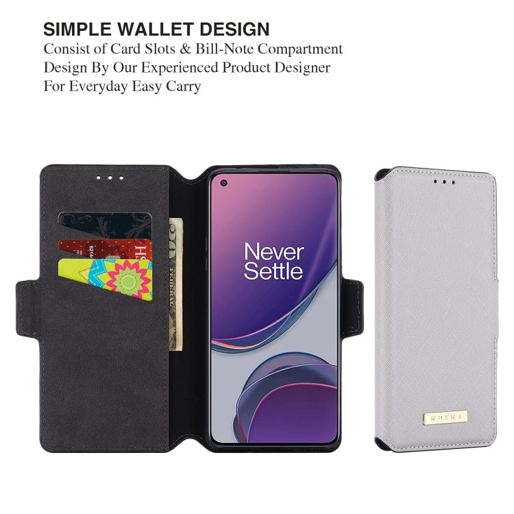 For OnePlus 8T MUXMA MX115 Cross Texture Oil Edge Flip Leather Phone Case