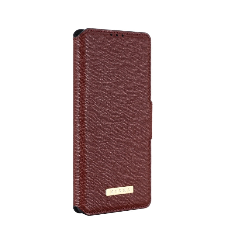 For OnePlus 9 MUXMA MX115 Cross Texture Oil Edge Flip Leather Phone Case