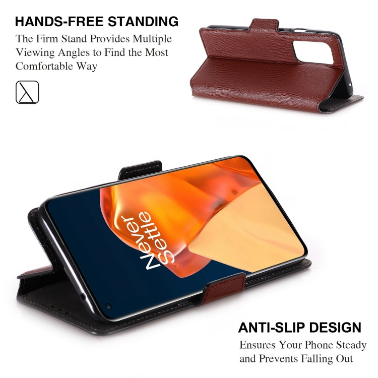 For OnePlus 9 MUXMA MX115 Cross Texture Oil Edge Flip Leather Phone Case
