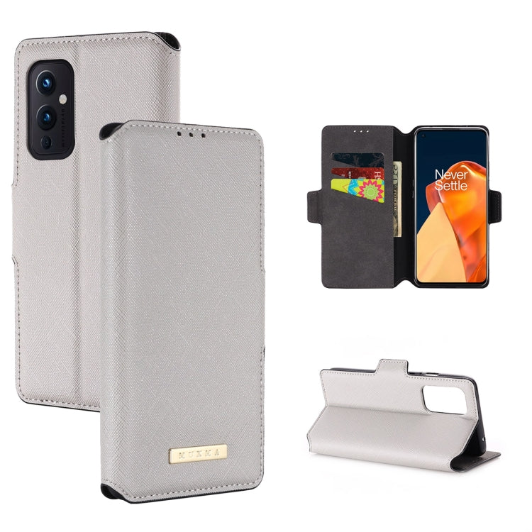 For OnePlus 9 MUXMA MX115 Cross Texture Oil Edge Flip Leather Phone Case