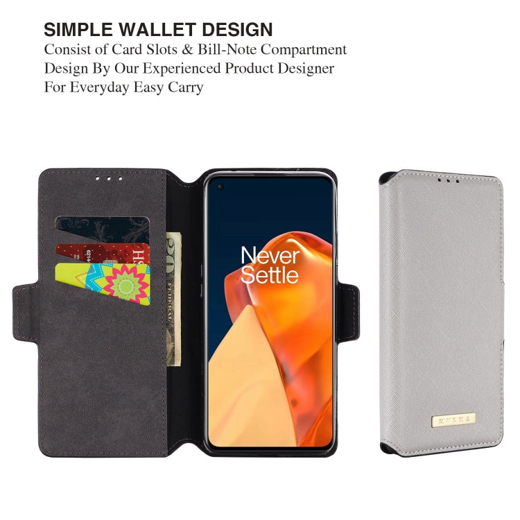 For OnePlus 9 MUXMA MX115 Cross Texture Oil Edge Flip Leather Phone Case