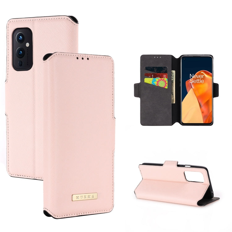 For OnePlus 9 MUXMA MX115 Cross Texture Oil Edge Flip Leather Phone Case