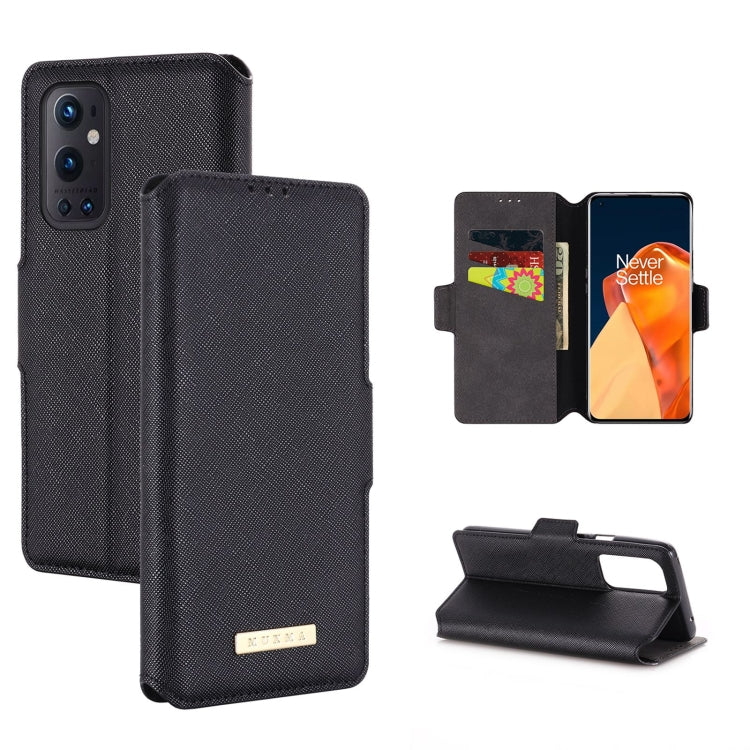 For OnePlus 9 Pro MUXMA MX115 Cross Texture Oil Edge Flip Leather Phone Case