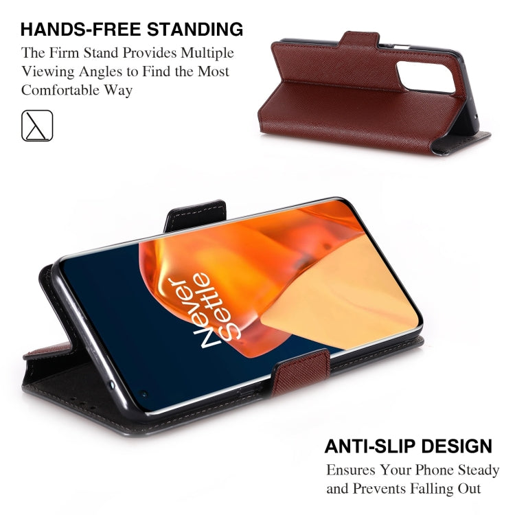 For OnePlus 9 Pro MUXMA MX115 Cross Texture Oil Edge Flip Leather Phone Case