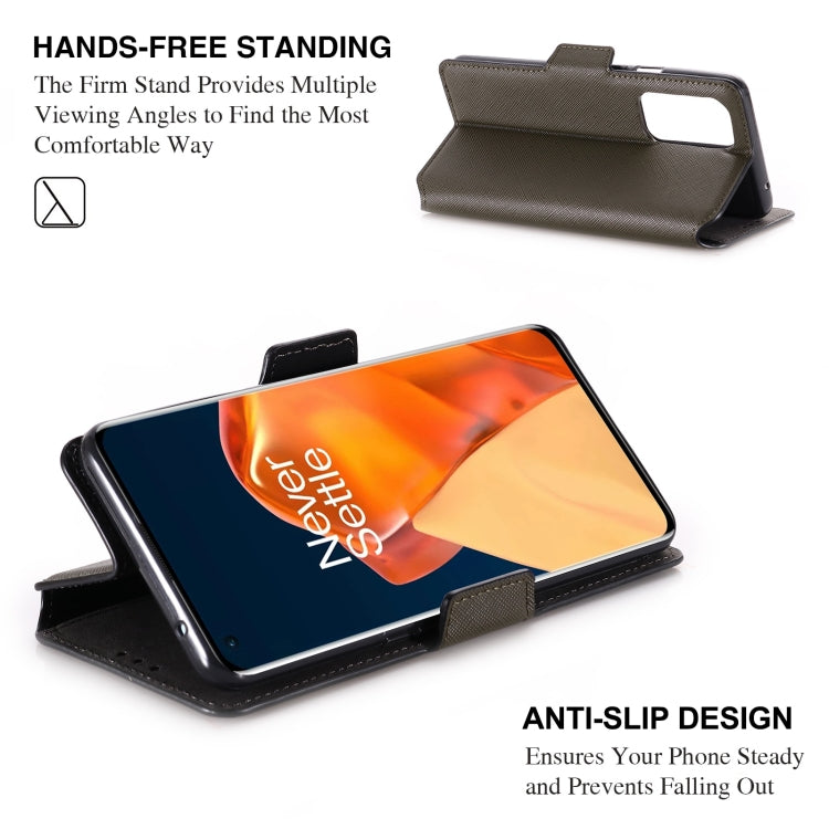 For OnePlus 9 Pro MUXMA MX115 Cross Texture Oil Edge Flip Leather Phone Case