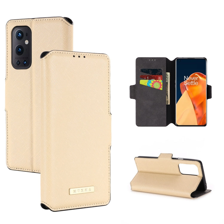 For OnePlus 9 Pro MUXMA MX115 Cross Texture Oil Edge Flip Leather Phone Case