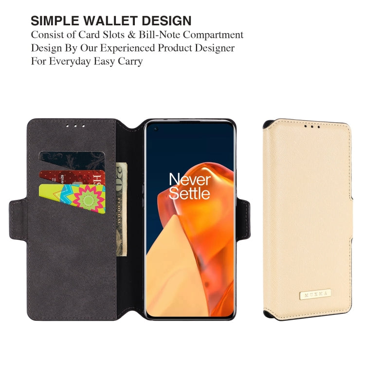 For OnePlus 9 Pro MUXMA MX115 Cross Texture Oil Edge Flip Leather Phone Case