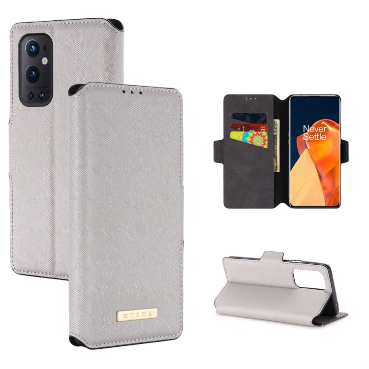 For OnePlus 9 Pro MUXMA MX115 Cross Texture Oil Edge Flip Leather Phone Case