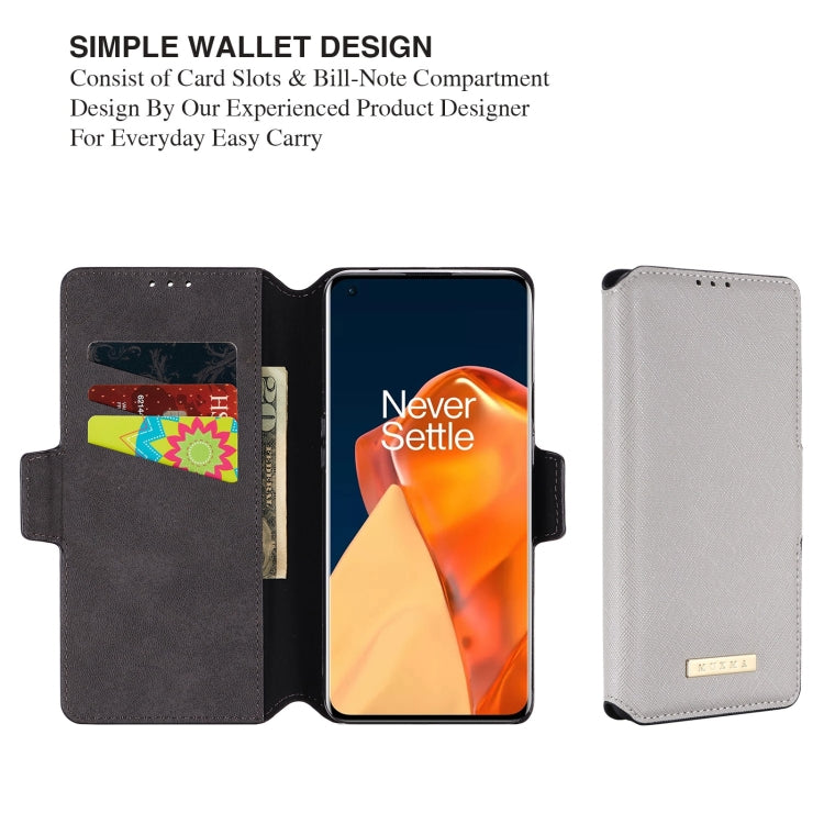 For OnePlus 9 Pro MUXMA MX115 Cross Texture Oil Edge Flip Leather Phone Case