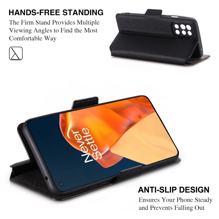 For OnePlus 9R MUXMA MX115 Cross Texture Oil Edge Flip Leather Phone Case