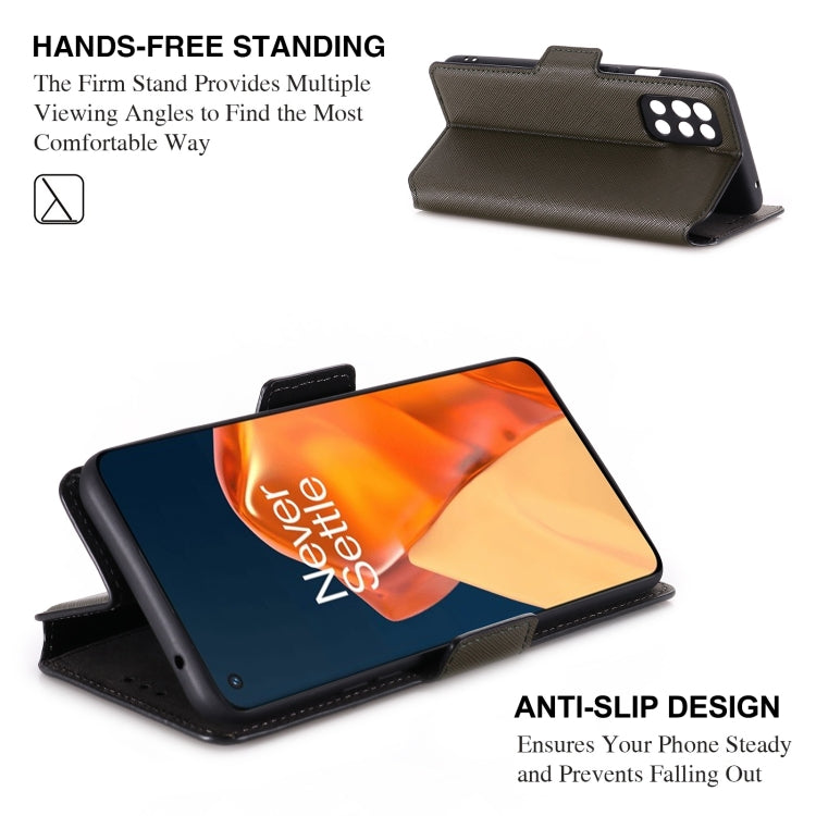 For OnePlus 9R MUXMA MX115 Cross Texture Oil Edge Flip Leather Phone Case