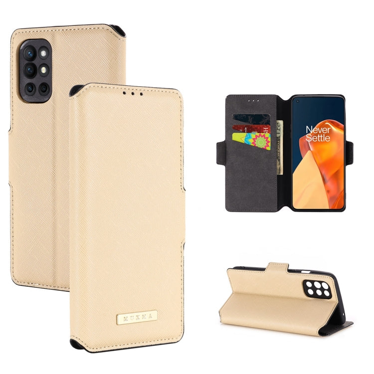 For OnePlus 9R MUXMA MX115 Cross Texture Oil Edge Flip Leather Phone Case