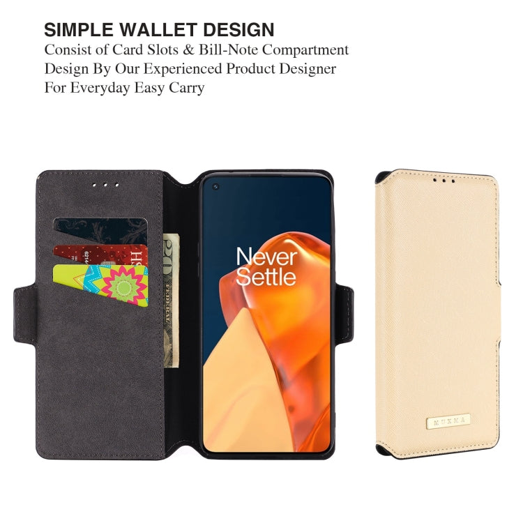 For OnePlus 9R MUXMA MX115 Cross Texture Oil Edge Flip Leather Phone Case