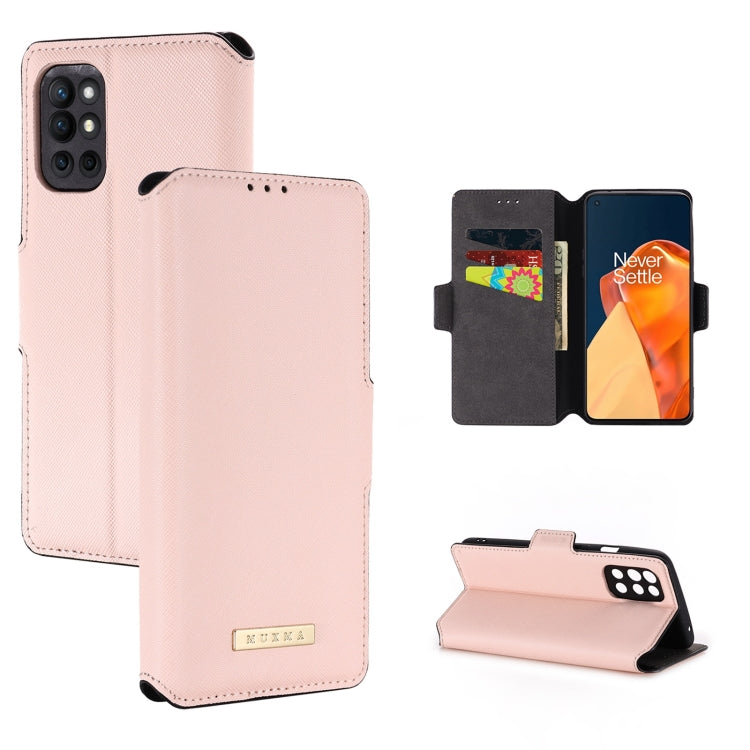 For OnePlus 9R MUXMA MX115 Cross Texture Oil Edge Flip Leather Phone Case